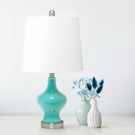 Lalia Home Paseo Table Lamp with White Fabric Shade, Teal LHT-5003-TL